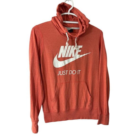 Nike Hoodie Orange Lightweight Medium Just Do It Junior Women’s Hoodie - Picture 1 of 7